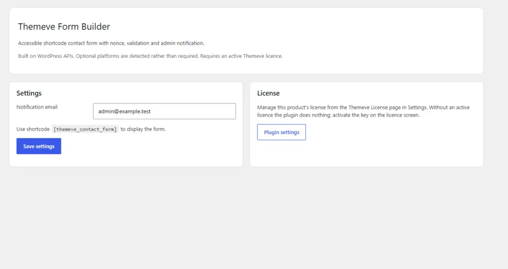 Best contact form plugin for wordpress – Contact Form settings screen