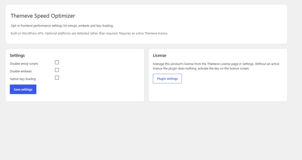 Best speed optimization plugin wordpress – Speed Optimizer settings screen