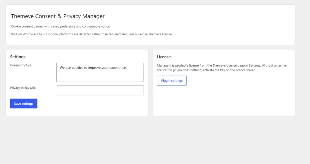 Cookie consent examples – Consent & Privacy Manager settings screen