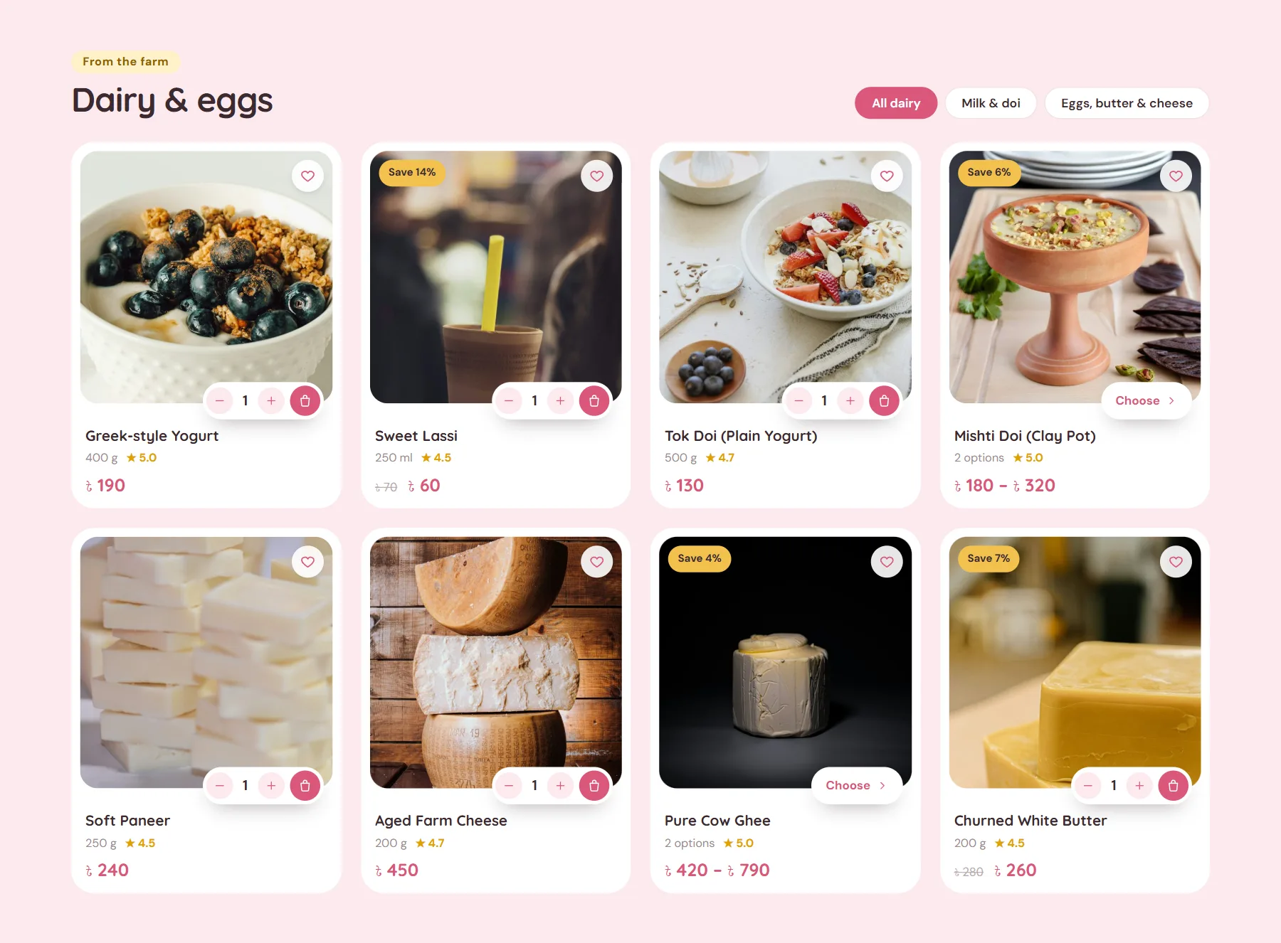 Dairy business in bangladesh: product section of the Shishir theme homepage