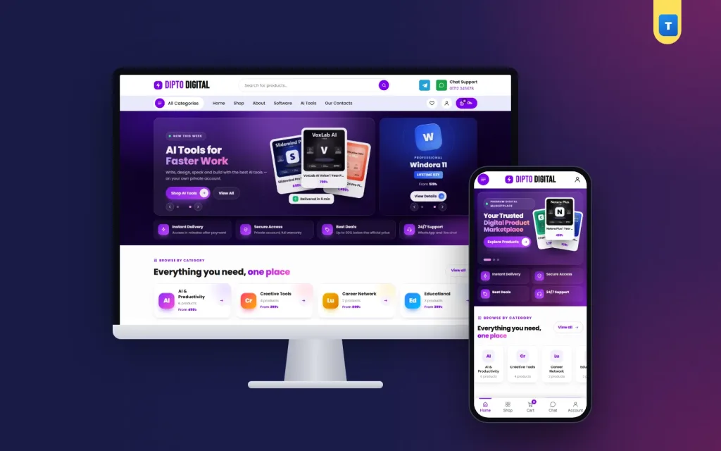 Dipto – Digital Products WordPress Theme for Subscription Shops
