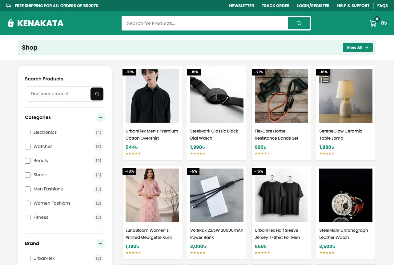 General store website design example: Kenakata demo shop