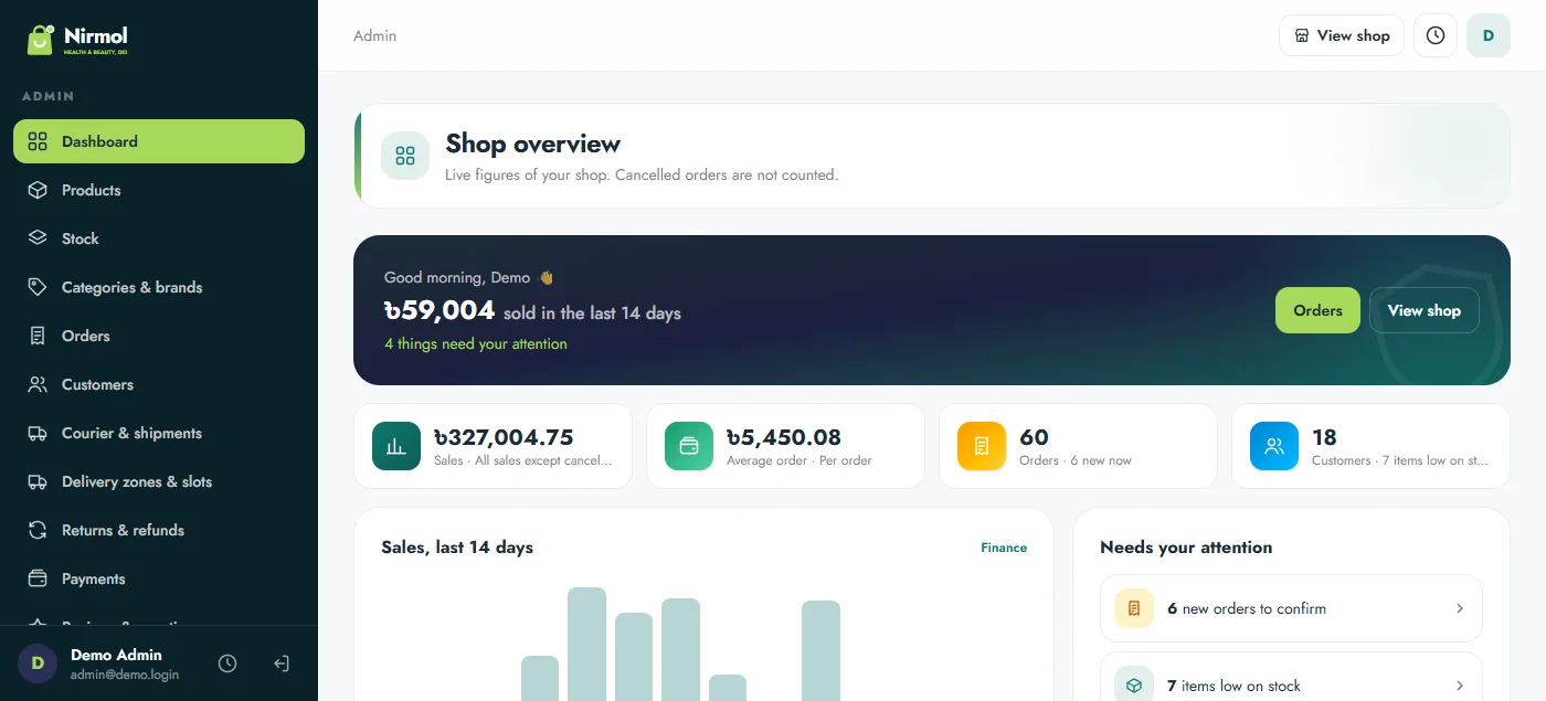 Health and wellness products website example: Nirmol shop