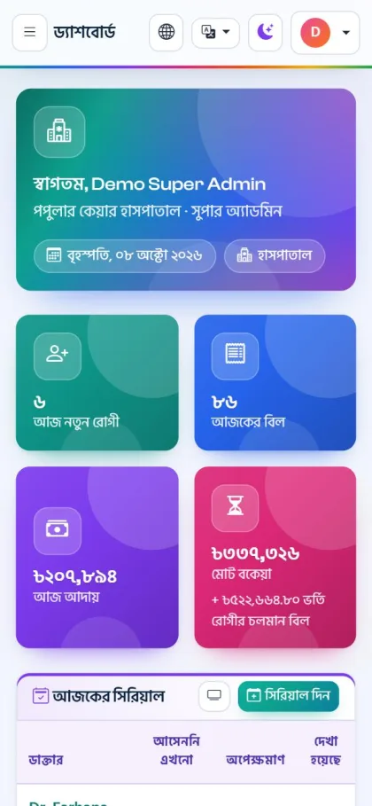 Dashboard on a mobile phone