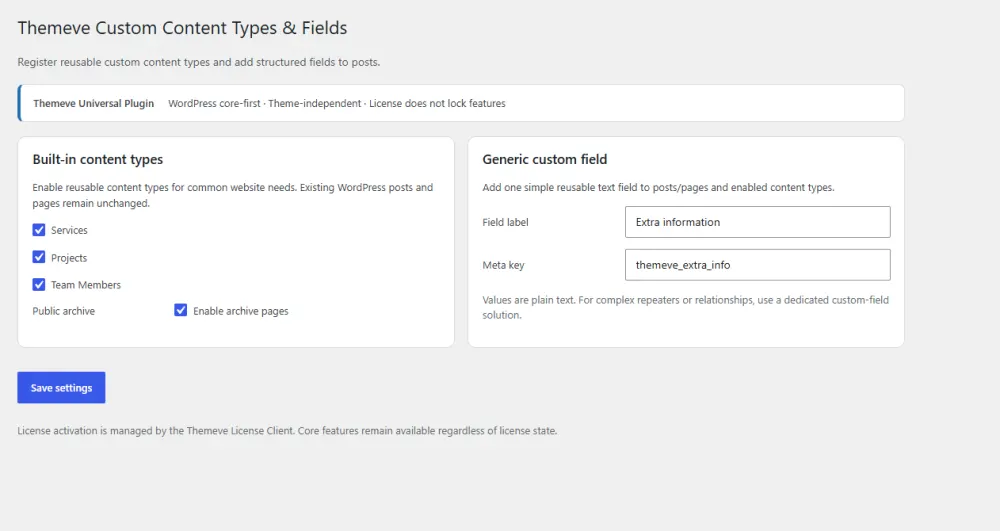 How to create custom post type in wordpress – Custom Content Types & Fields settings screen
