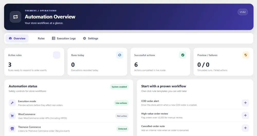 How to order management wordpress theme – Smart Order Automation settings screen