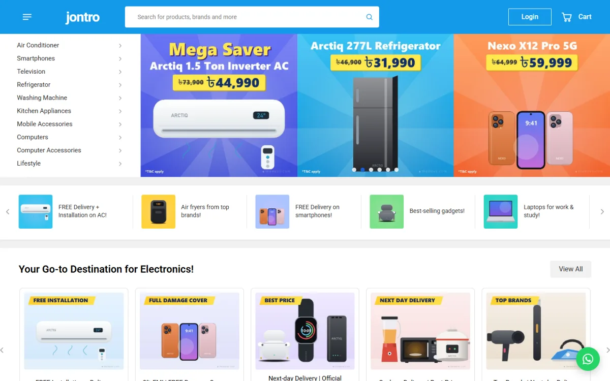 Jontro electronics marketplace homepage showing how to sell electronics online