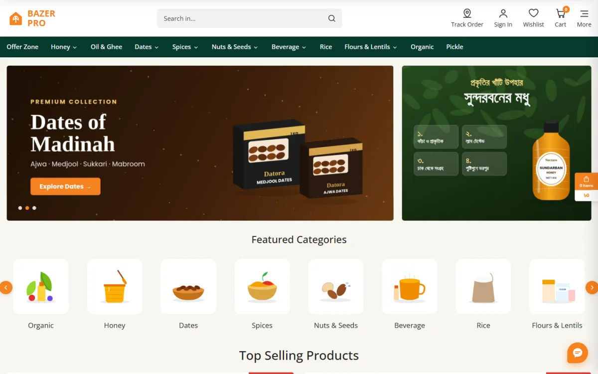 How to sell organic food online with the Bazer Pro organic grocery store theme