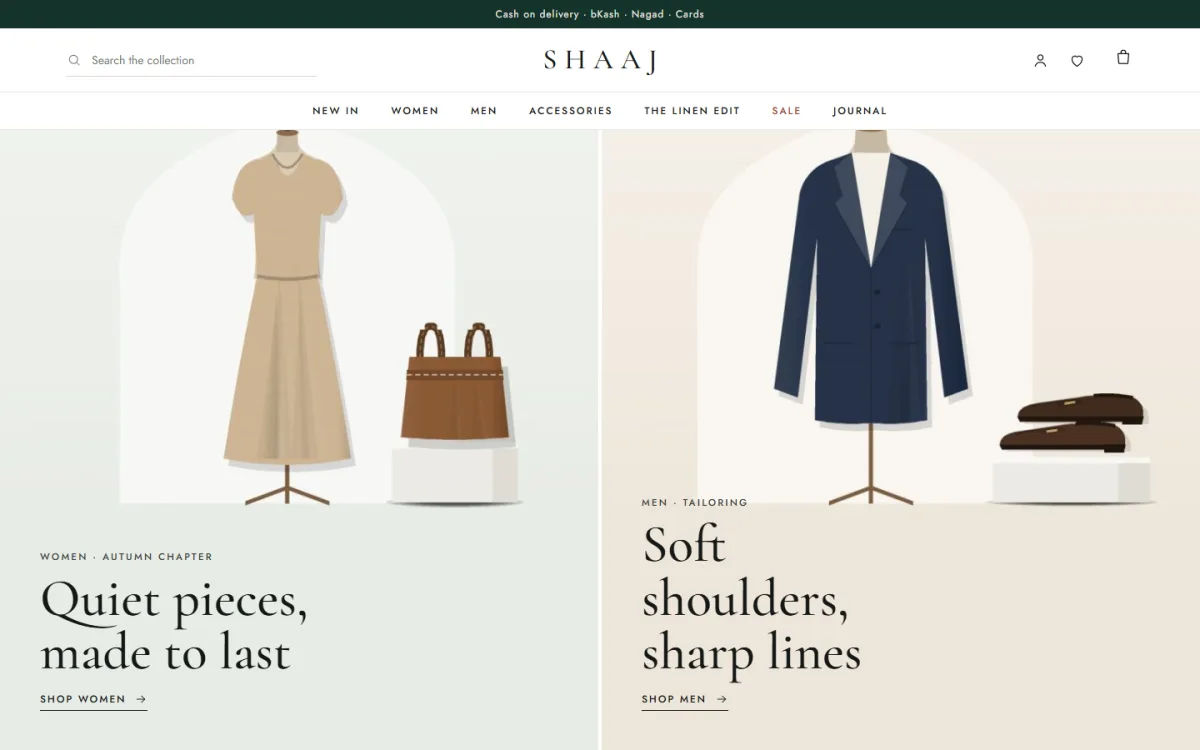 Shaaj premium shop theme showing how to start a boutique business online