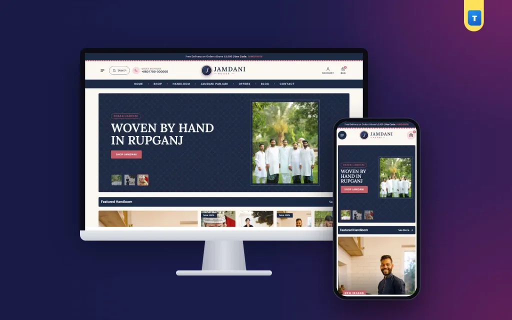Jamdani – Menswear Boutique Ecommerce Website Template, Handloom