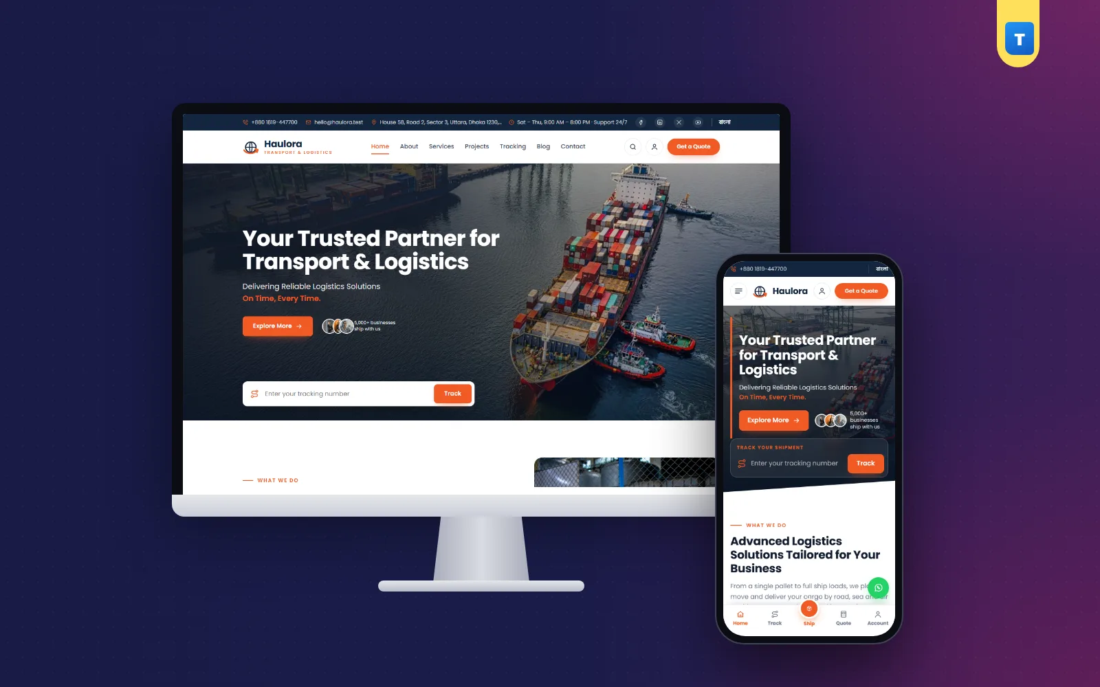Logistics management definition example: Haulora logistics site