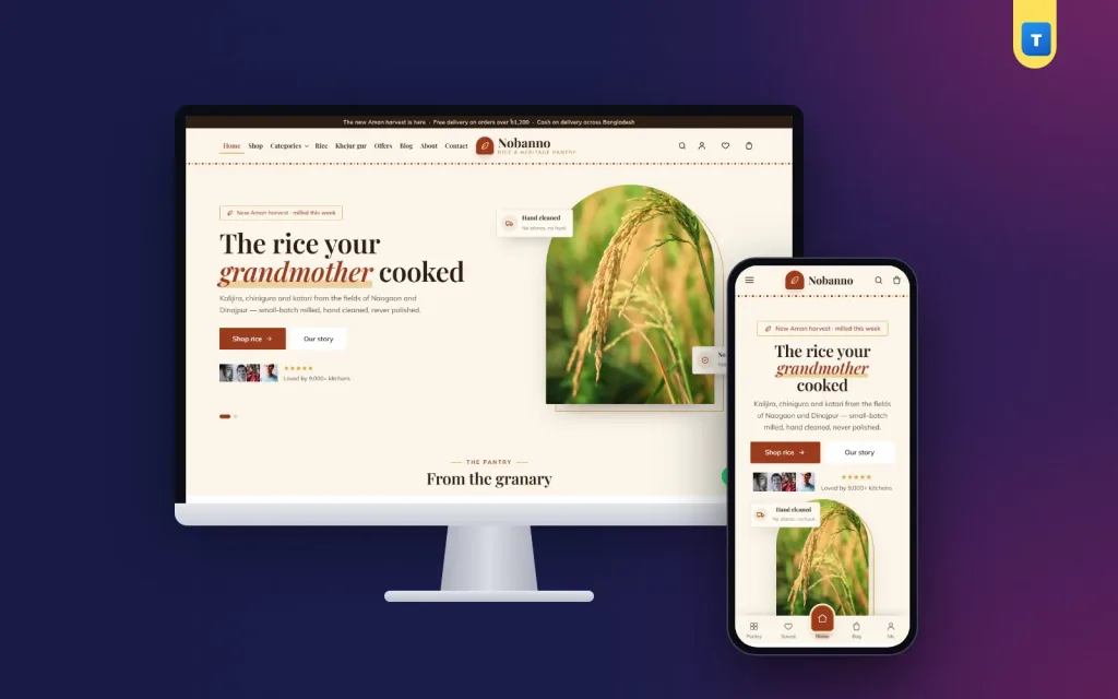 Nobanno – Agro Farm WordPress Theme for Rice, Gur & Heritage Pantry Shops