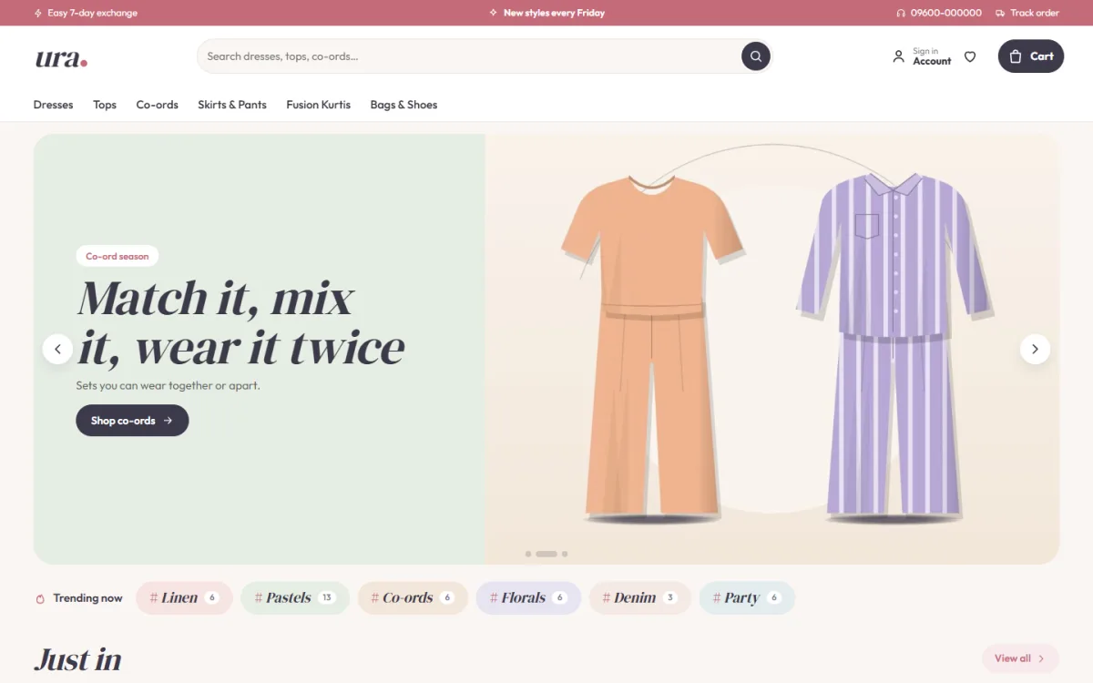 Clothing website design ideas β Ura on desktop and mobile