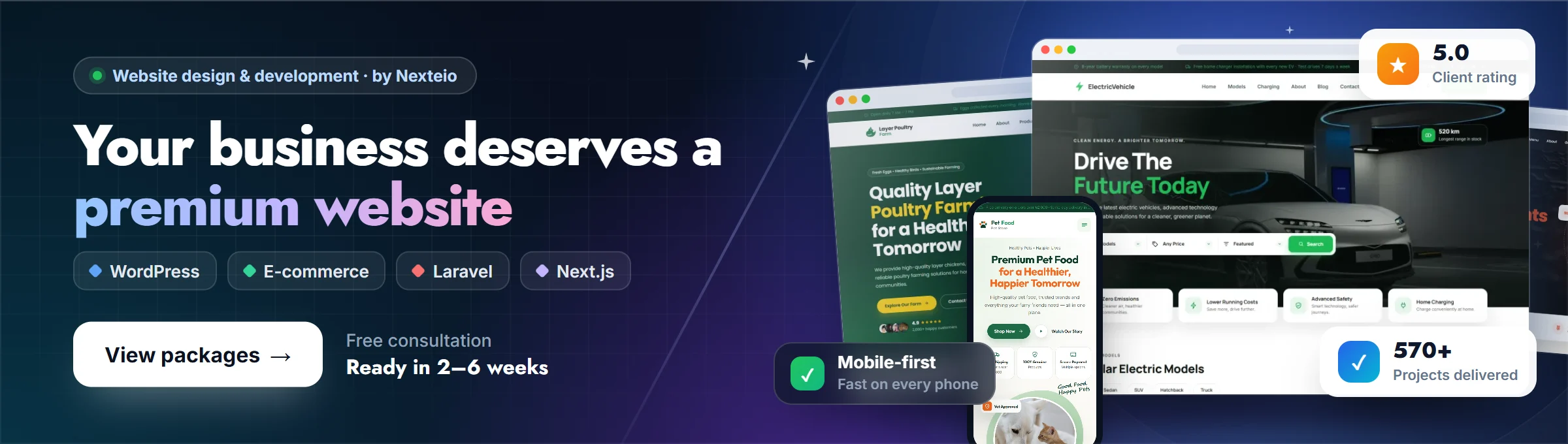Your business deserves a premium website — WordPress, E-commerce, Laravel and Next.js websites by Nexteio. View packages.