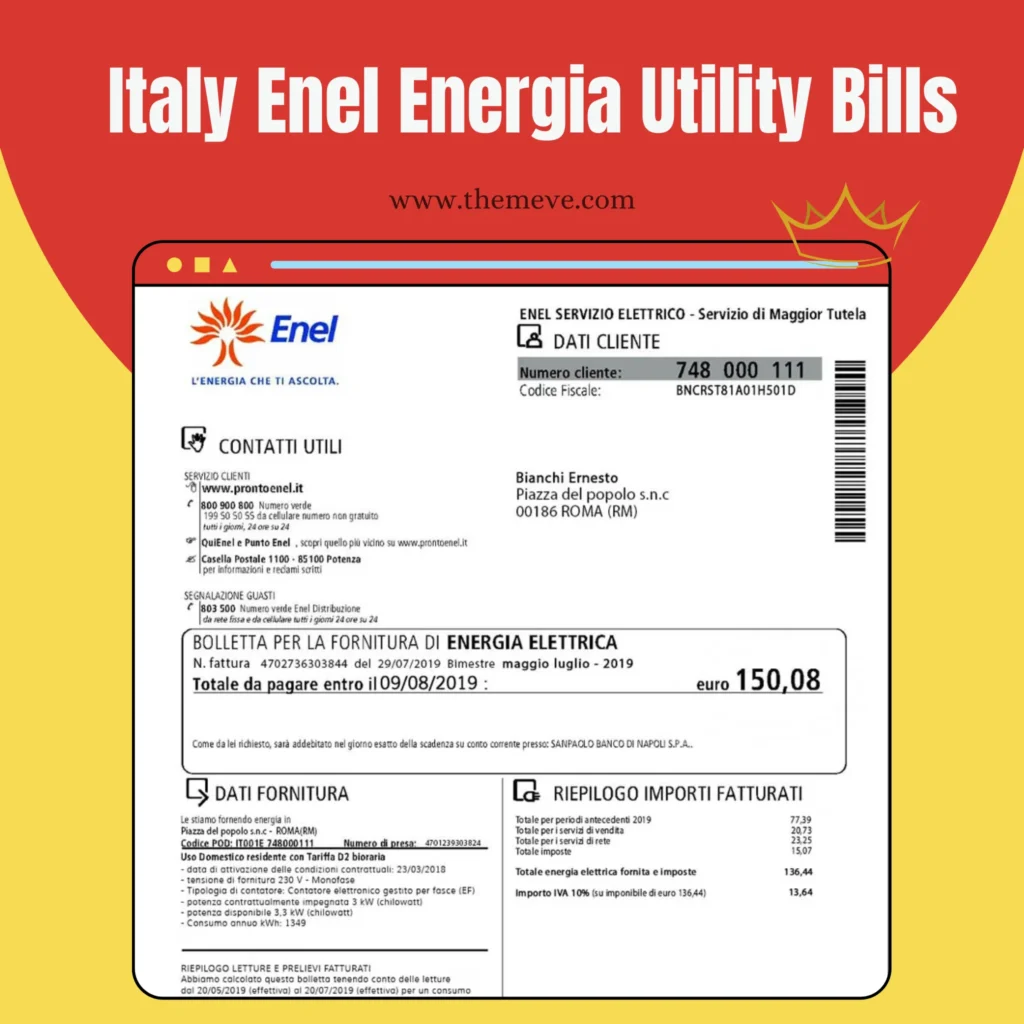Italian Utility Bill PSD Template