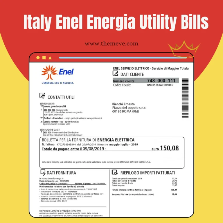 Italian Utility Bill PSD Template