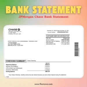 JPMorgan Chase Bank Statement PDF