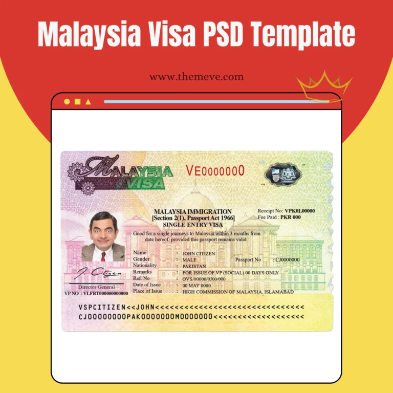 Malaysia Visa PSD/PS/Photoshop Template