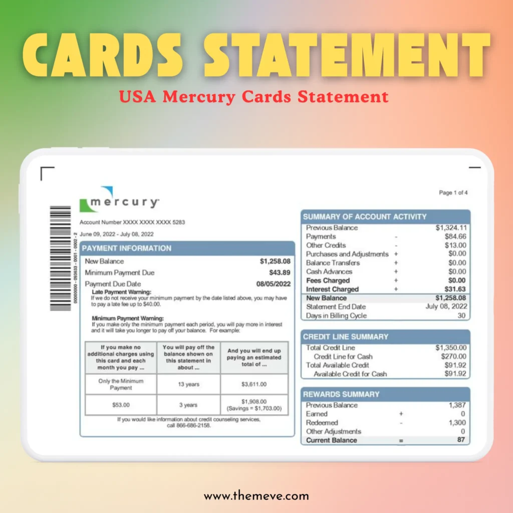 USA Mercury Bank Statement PDF