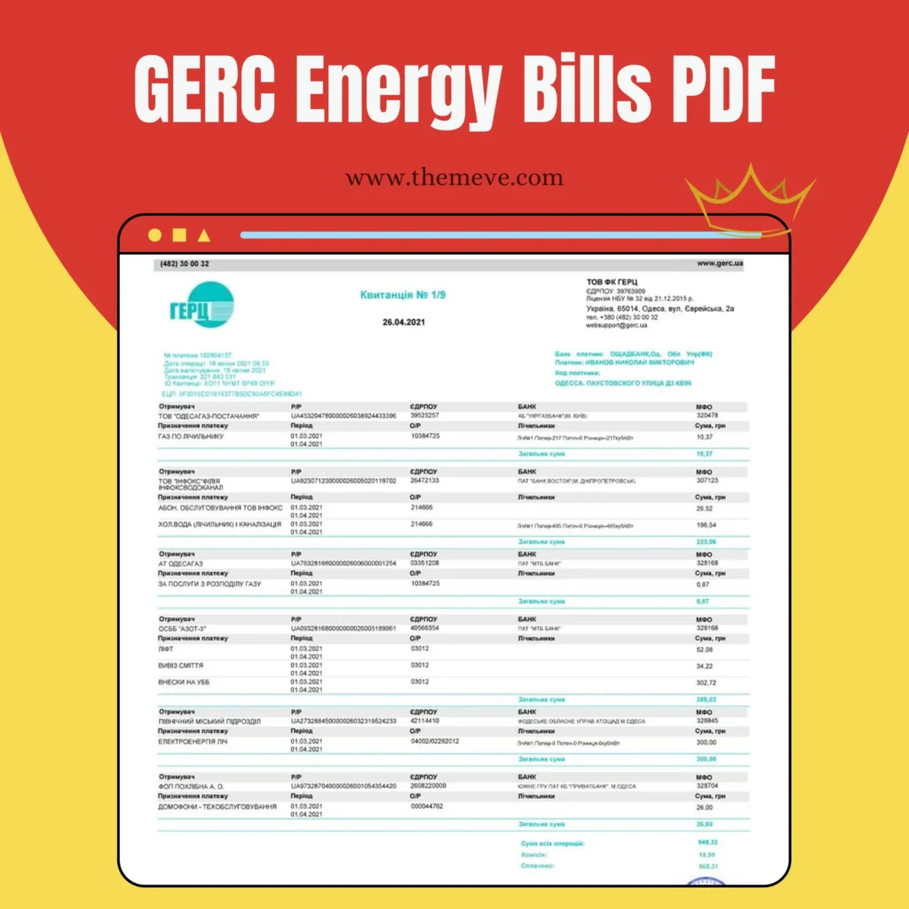 Ukrainian Utility Bill PDF Template