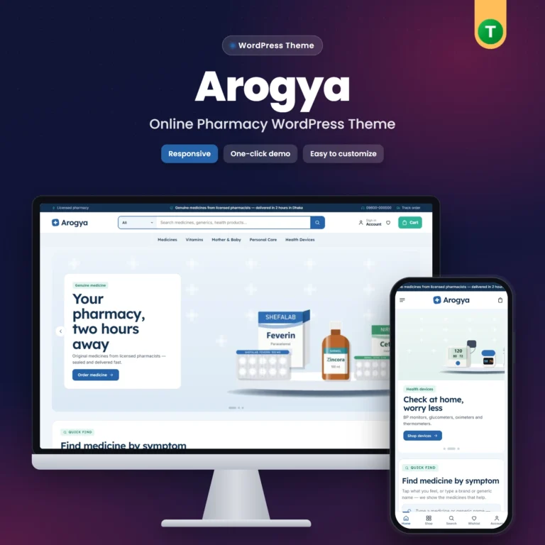 Arogya – Online Pharmacy WordPress Theme