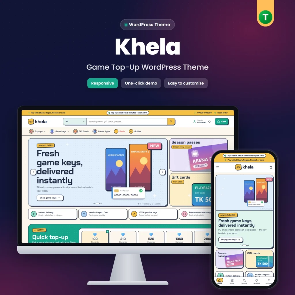 Khela – Game Top-Up WordPress Theme
