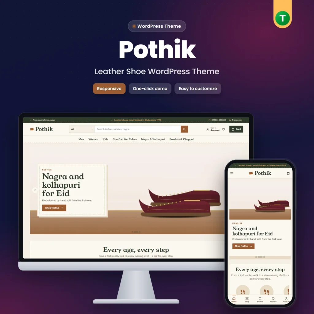 Pothik – Leather Shoe WordPress Theme