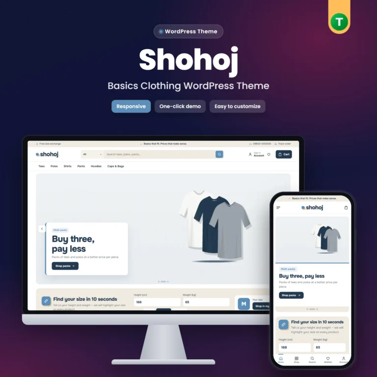 Shohoj – Basics Clothing WordPress Theme
