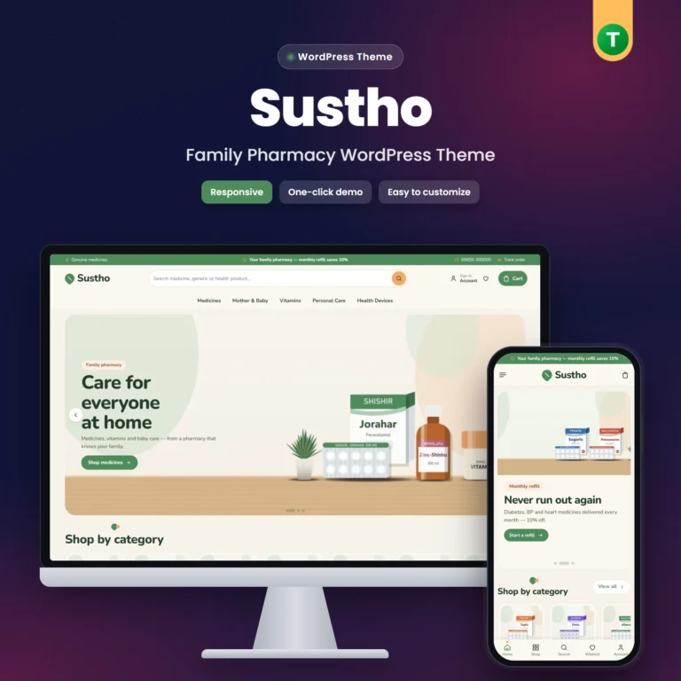 Sustho – Family Pharmacy WordPress Theme